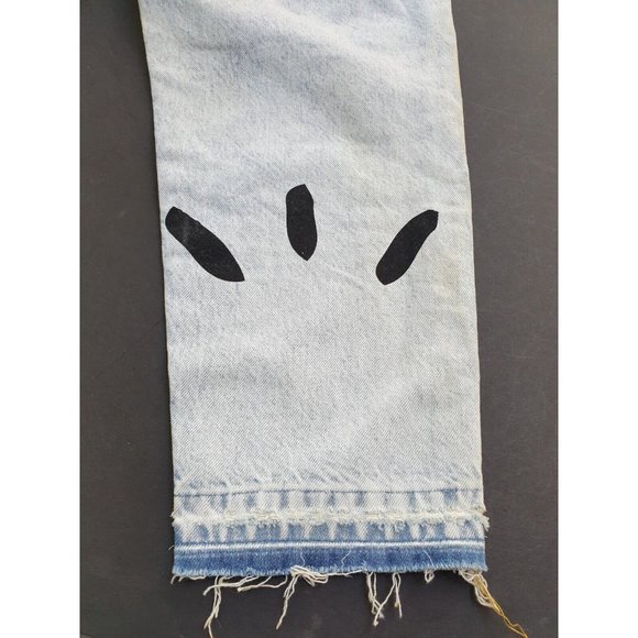 Zara Destroyed Graffitti Jeans 32 x 24 Loose Crop Unisex? Mens Womens - Picture 8 of 12